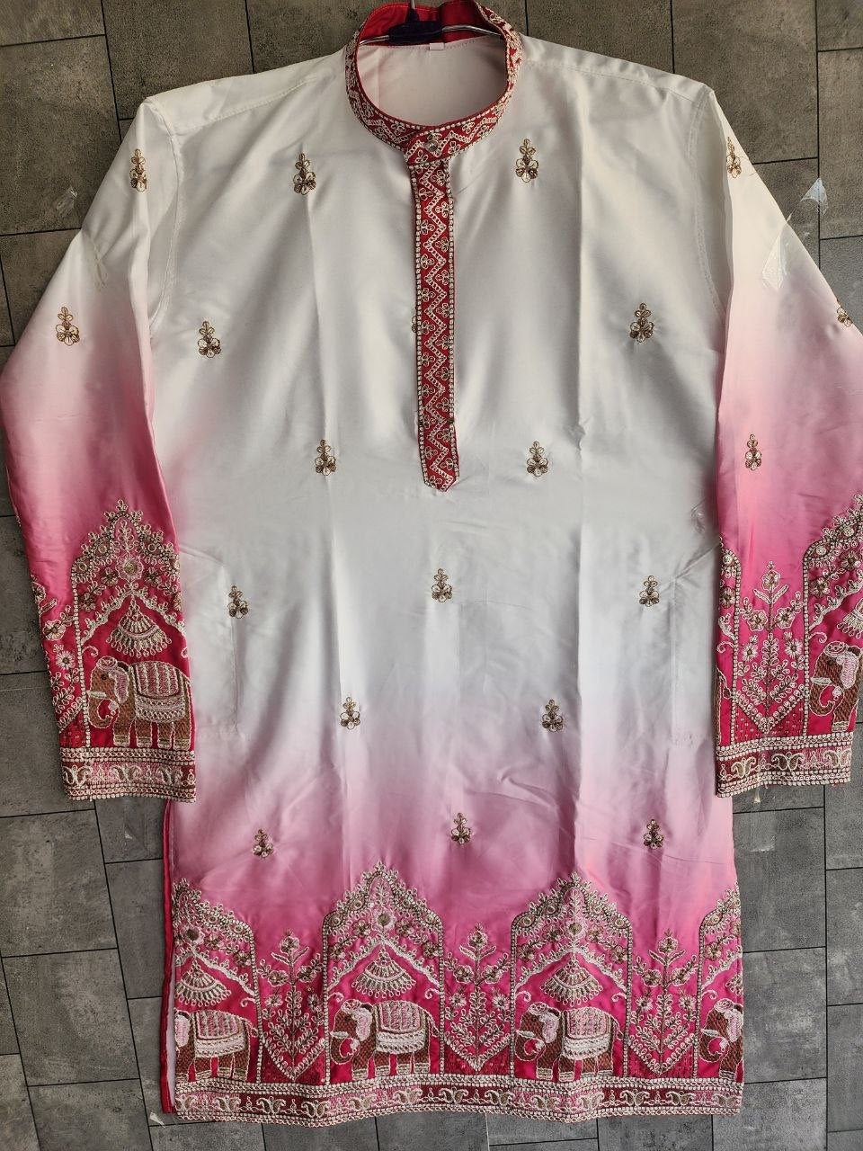 Festive Pink Embroidered Men's Kurta Pajama Set