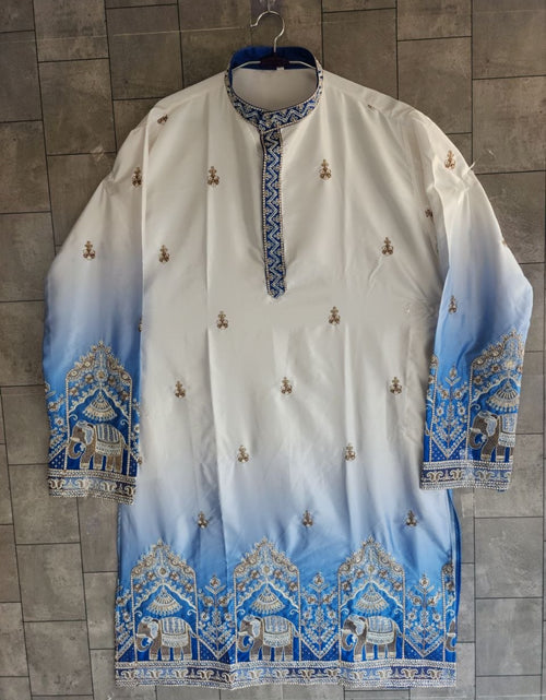 Load image into Gallery viewer, Festive Blue Embroidered Men's Kurta Pajama Set
