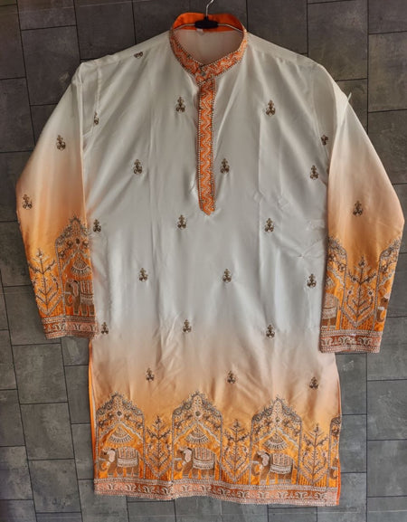 Festive Yellow Embroidered Men's Kurta Pajama Set