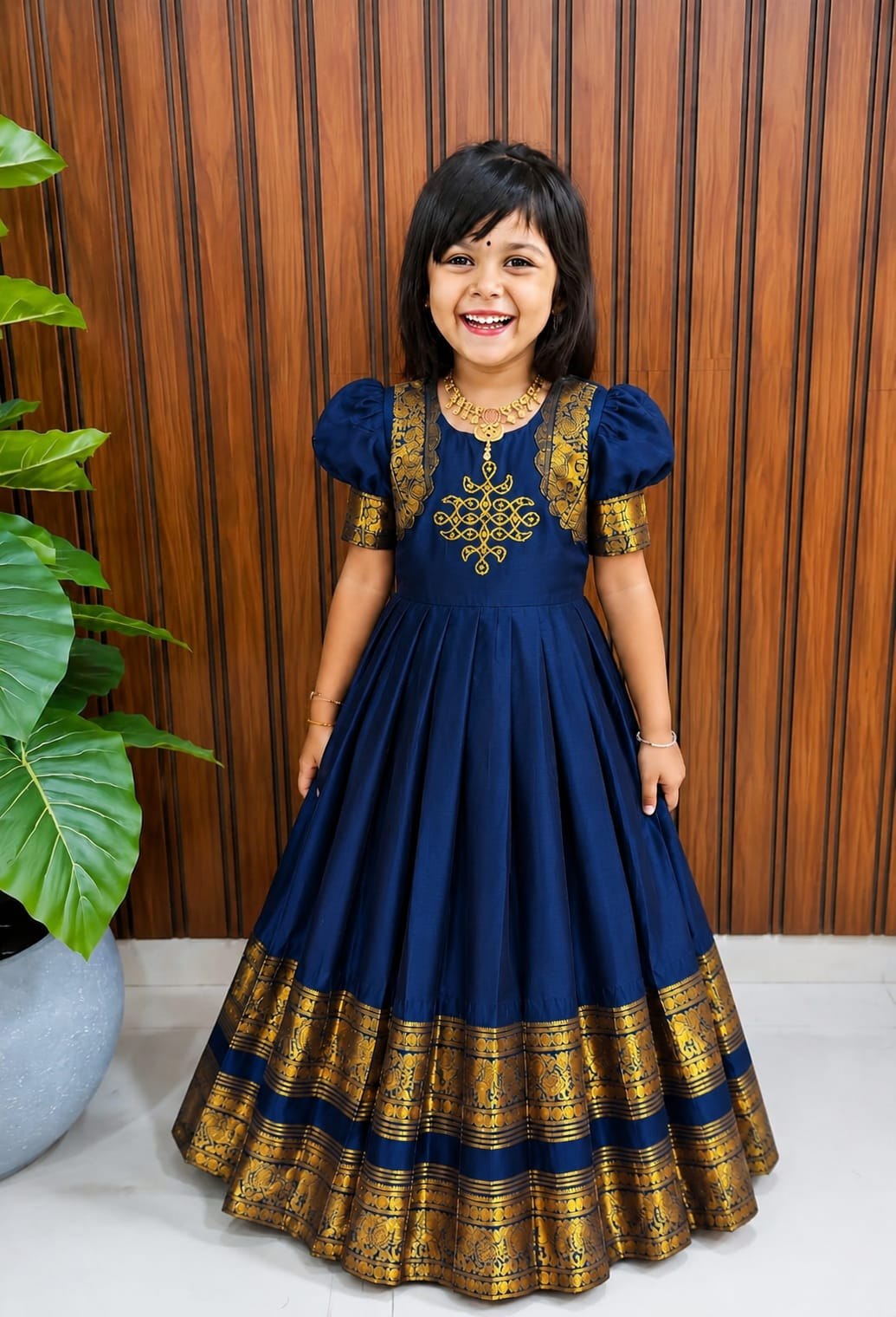 Festive Mother and Daughter Twinning Ethnic Gown Dress