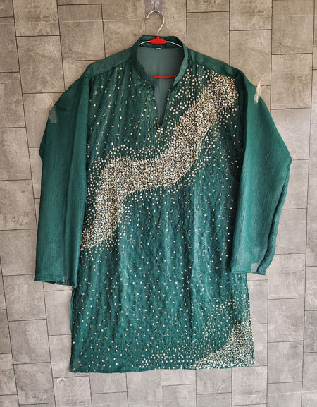 Festive Men’s Green Premium Embroidered Kurta Pajama Set