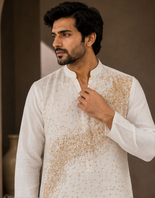 Load image into Gallery viewer, Festive Men’s White Premium Embroidered Kurta Pajama Set
