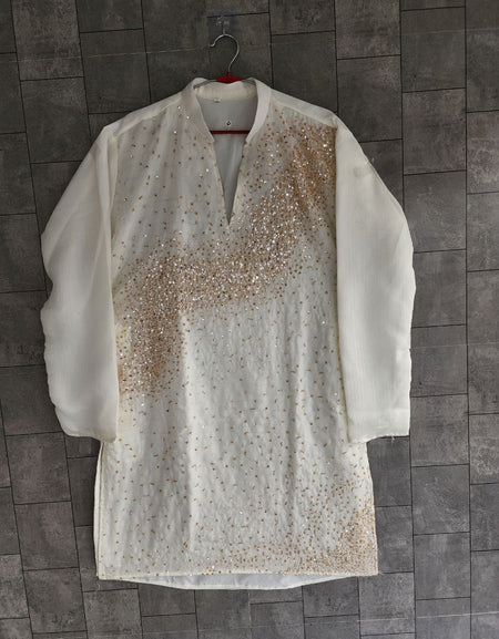 Festive Men’s White Premium Embroidered Kurta Pajama Set