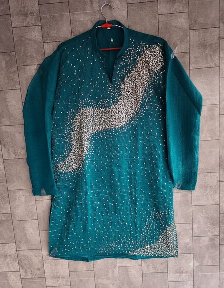 Festive Men’s Blue Premium Embroidered Kurta Pajama Set mahezon