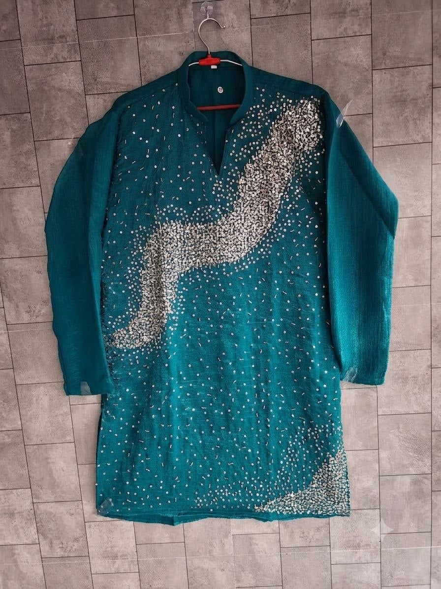 Festive Men’s Blue Premium Embroidered Kurta Pajama Set mahezon