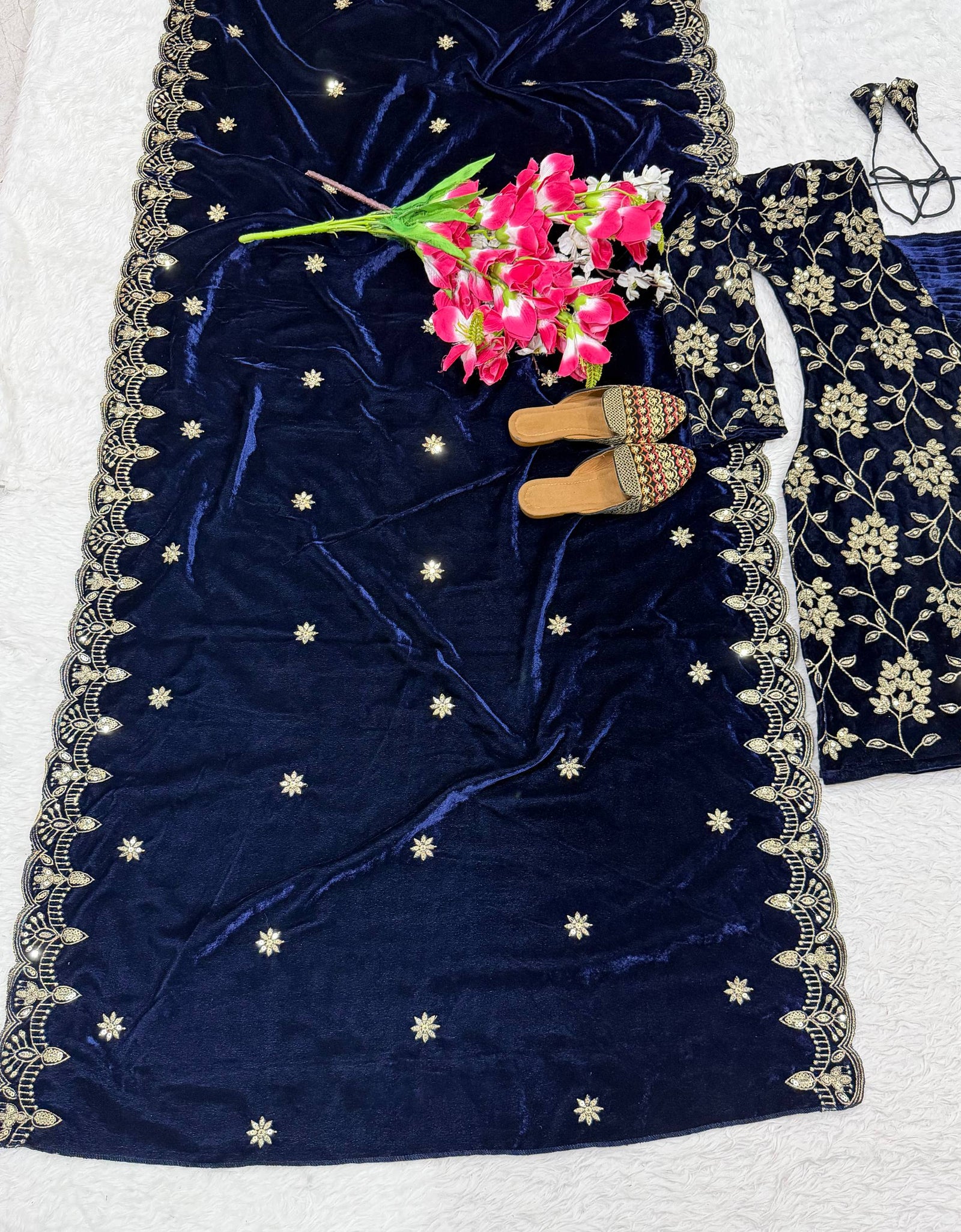 Designer Velvet Women Kurta Bottom Dupatta Suit Royal Export