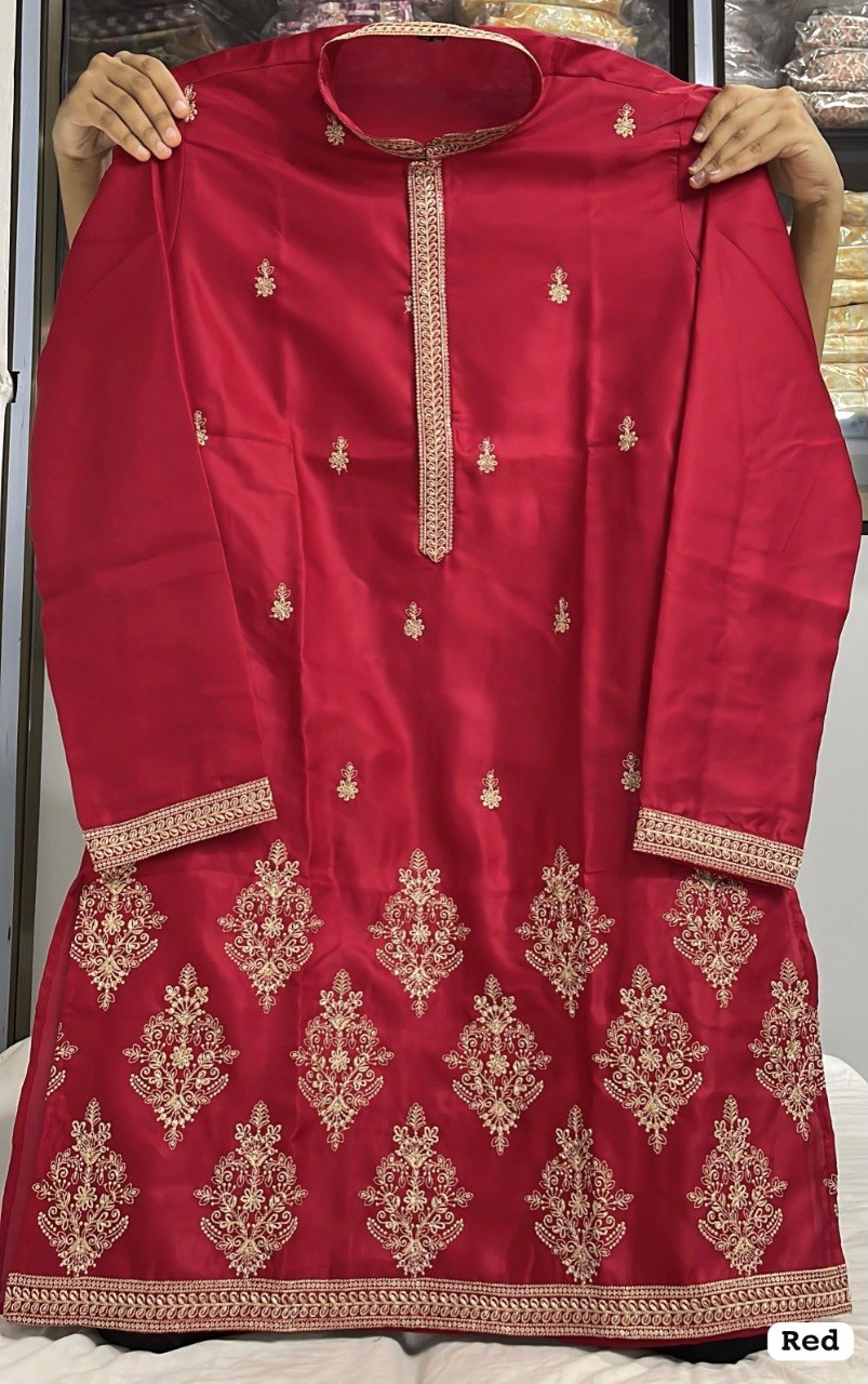 Men's Festive Diwali Embroidered Silk Kurta Pyjama Set – Elegant Diwali & Wedding Wear