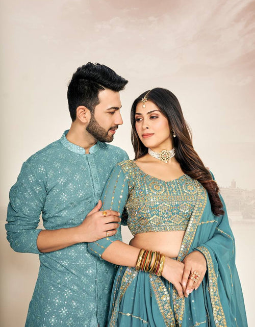 Load image into Gallery viewer, Festive Wedding Wear Couples Wear Same Matching Outfits Set Royal Export
