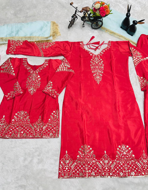 Load image into Gallery viewer, Festive Mother And Daughter Top Palazzo Dupatta Twinning Outfit Set Royal Export
