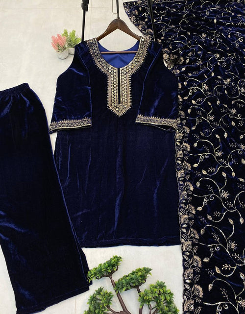 Load image into Gallery viewer, Wedding Wear Velvet Women Top Pant Dupatta Suit Royal Export
