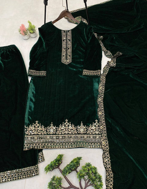 Load image into Gallery viewer, Wedding Wear Velvet Women Top Pant Dupatta Suit Royal Export
