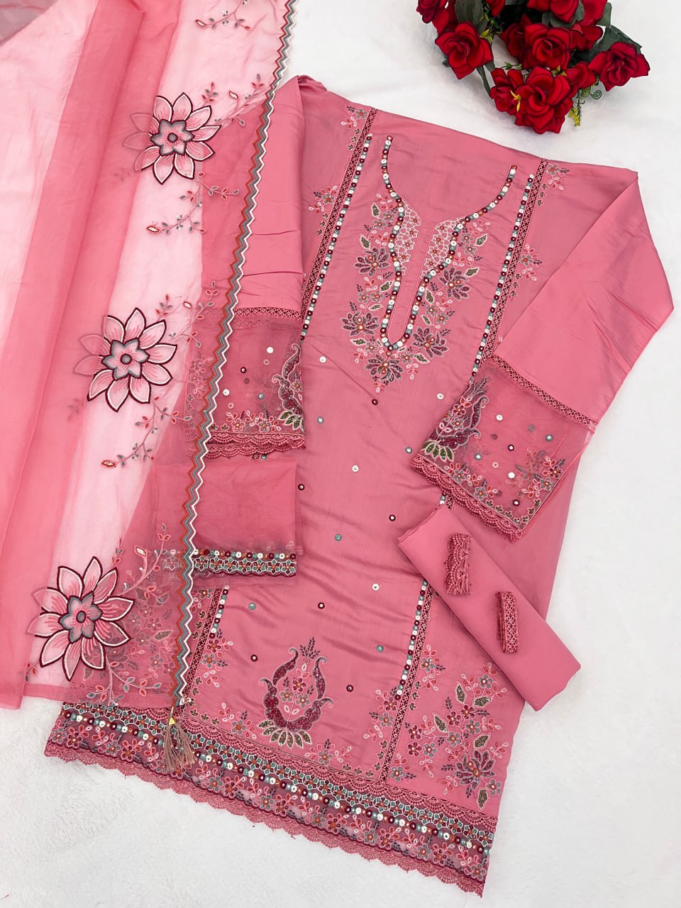Festive Designer Women Kurta Pant Dupatta Set mahezon