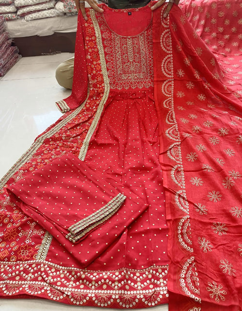 Load image into Gallery viewer, Beautiful Women Red Naira cut Kurta Pant with Dupatta Dress.  mahezon
