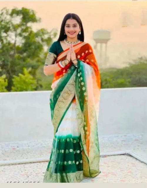 Load image into Gallery viewer, Independence Day Tricolour Tiranga Saree mahezon
