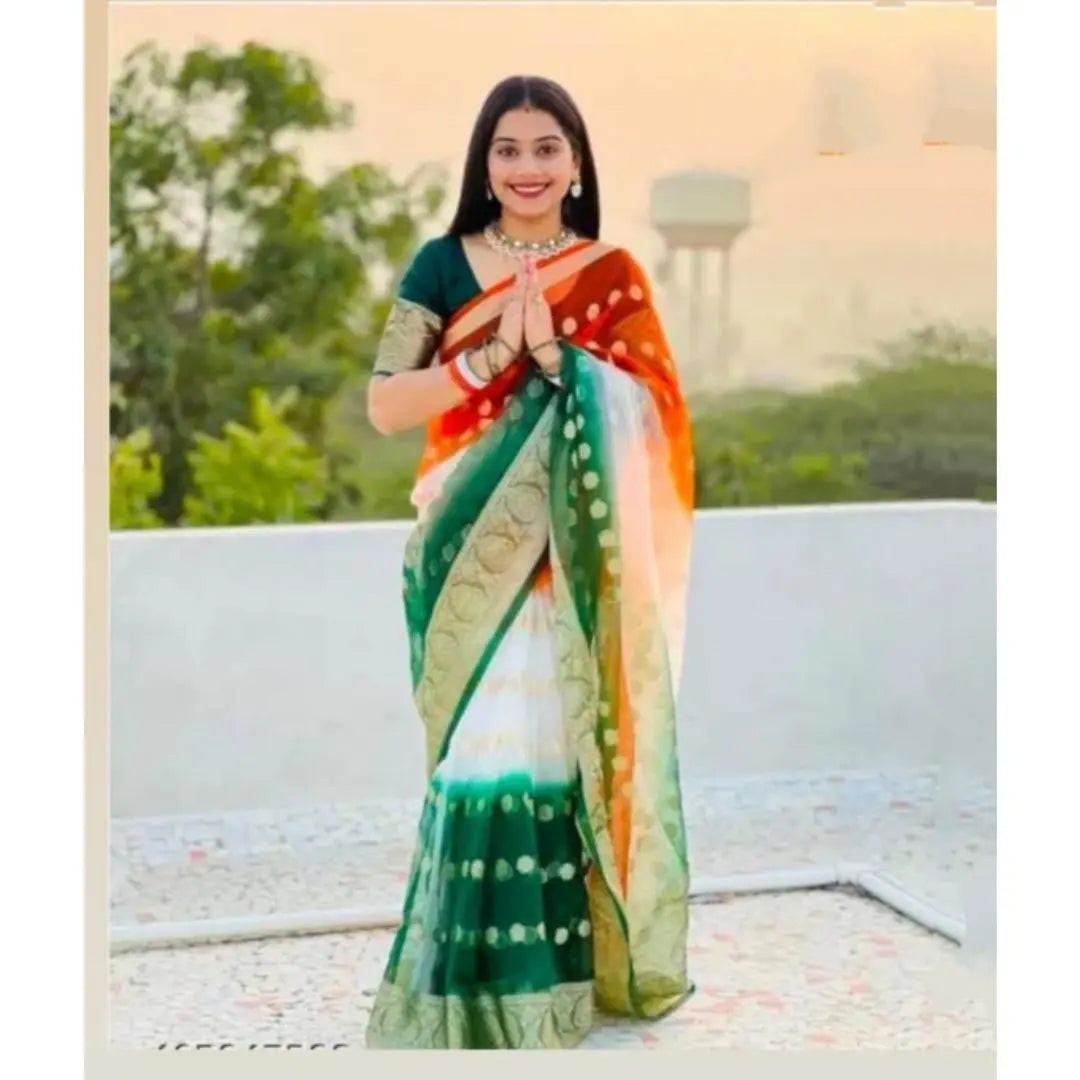 Independence Day Tricolour Tiranga Saree mahezon