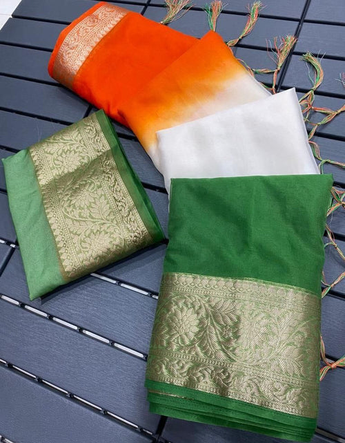 Load image into Gallery viewer, Independence Day Women’s Tricolour Tiranga Saree mahezon
