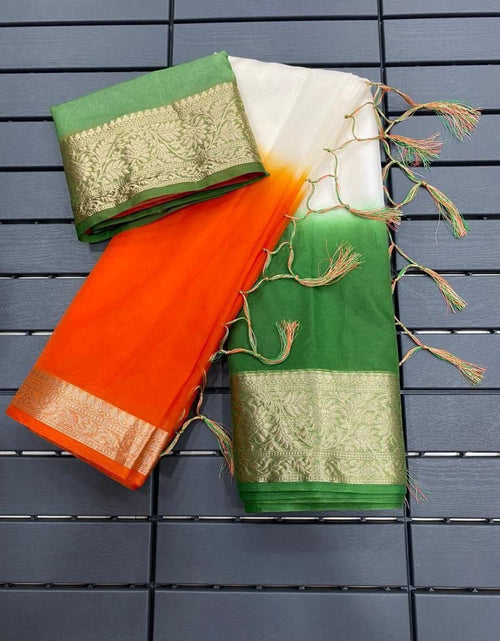 Load image into Gallery viewer, Independence Day Women’s Tricolour Tiranga Saree mahezon
