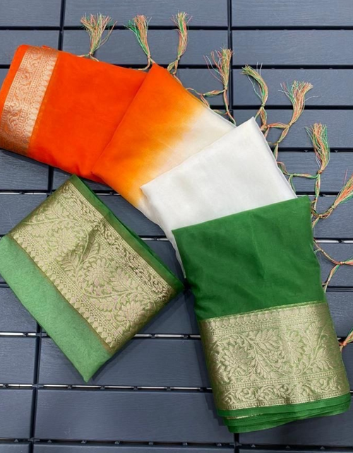 Load image into Gallery viewer, Independence Day Women’s Tricolour Tiranga Saree mahezon
