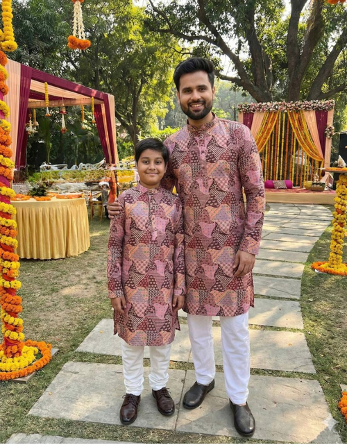 Load image into Gallery viewer, Traditional Indian Cotton Father Son Same Matching Kurta Pajama mahezon
