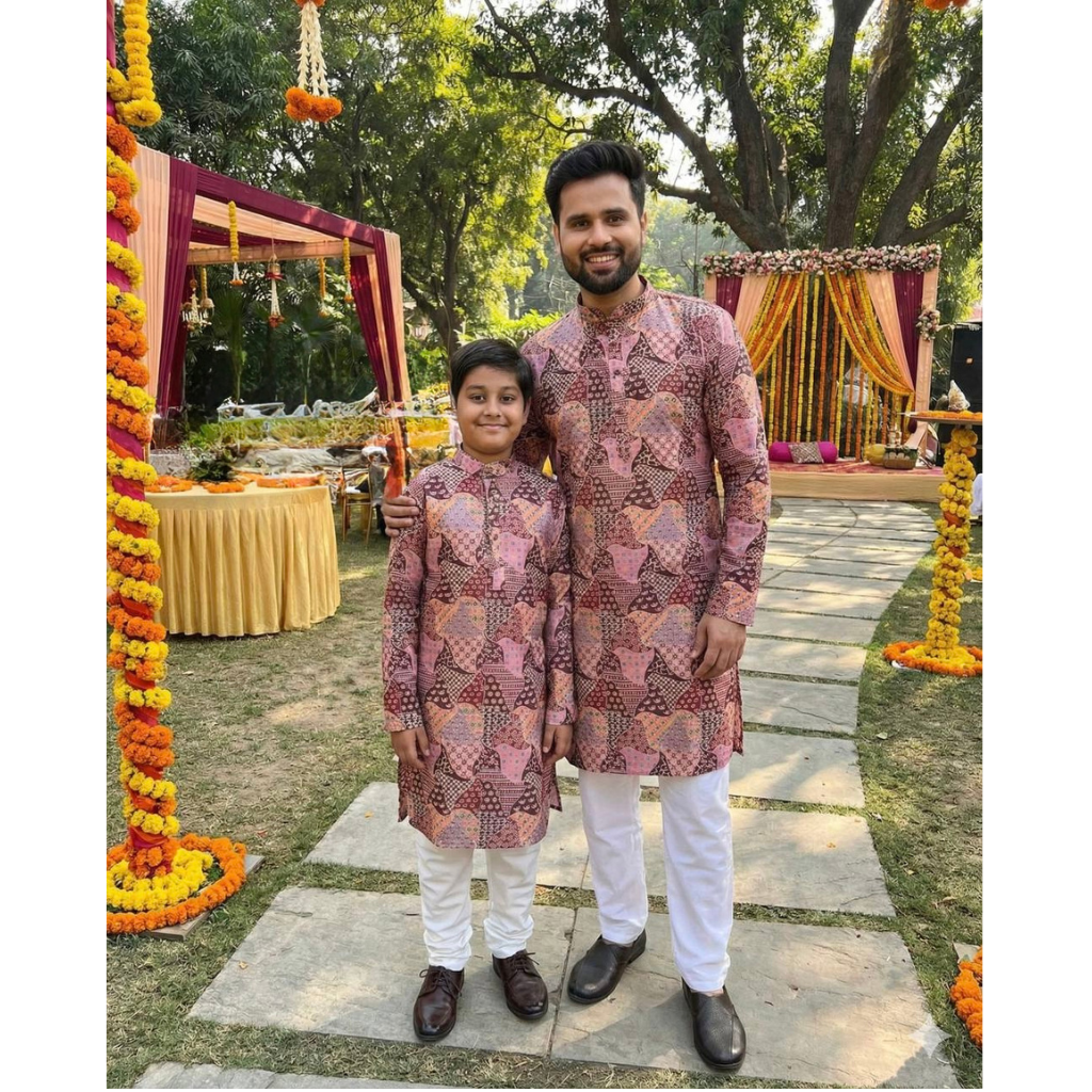 Traditional Indian Cotton Father Son Same Matching Kurta Pajama mahezon