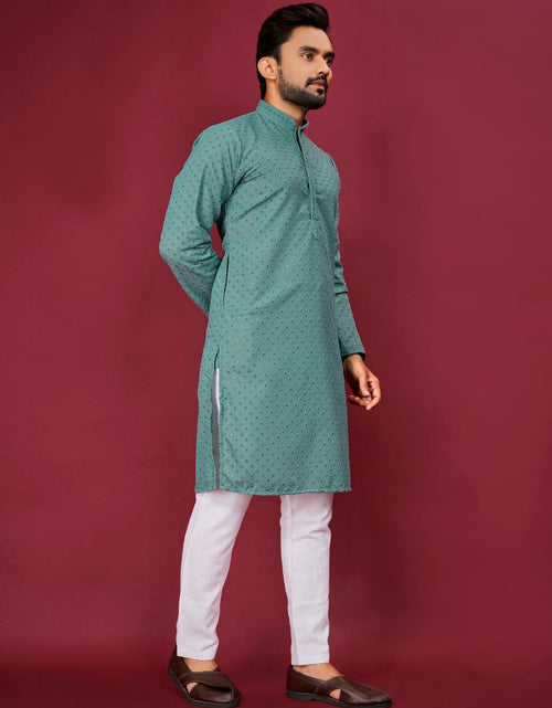 Load image into Gallery viewer, Traditional Indian Cotton Lucknowi Men Kurta Pyjama Set mahezon

