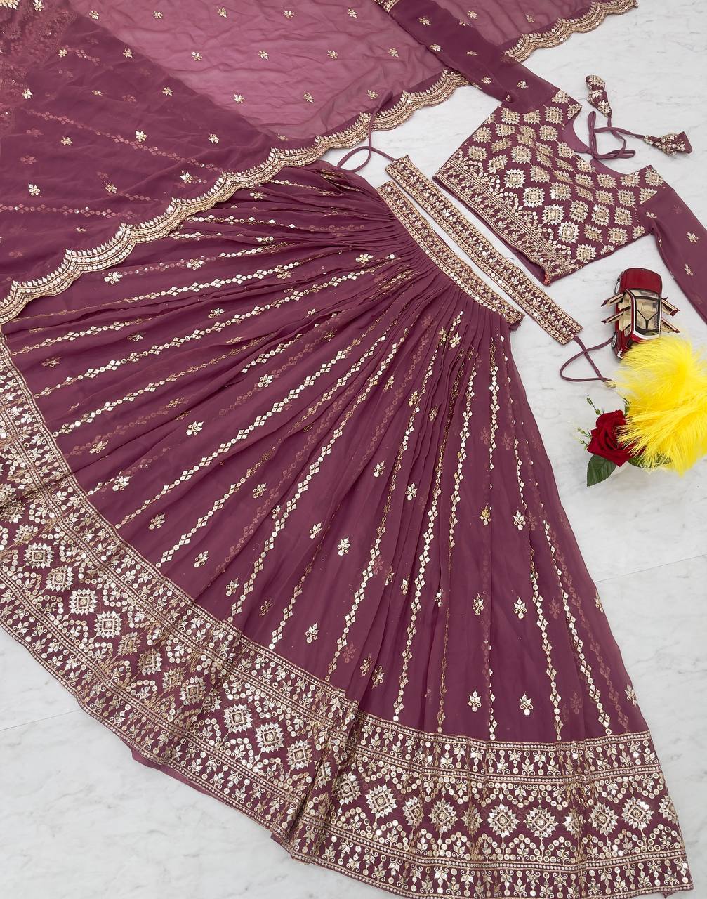 Festive Designer Ethnic Embroidery Sequence Women Lehenga Choli Dupatta mahezon