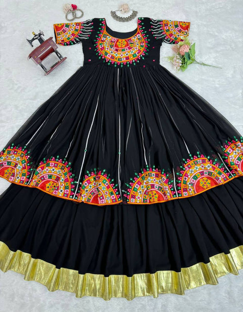 Load image into Gallery viewer, Navratri Garba Embroidery Black Women Lehenga Blouse mahezon

