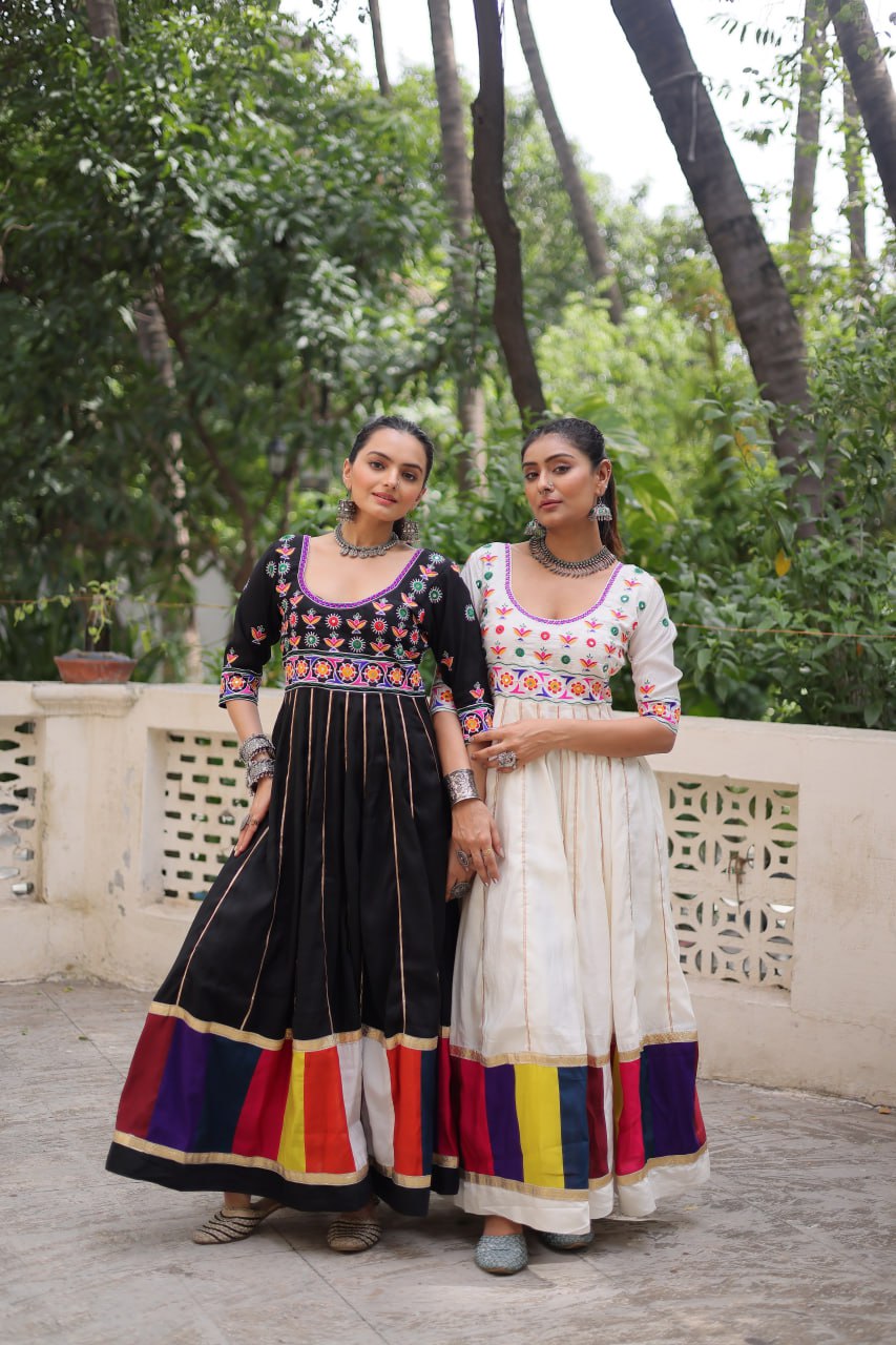 Navratri Garba Traditional Embroidery Women Gown mahezon