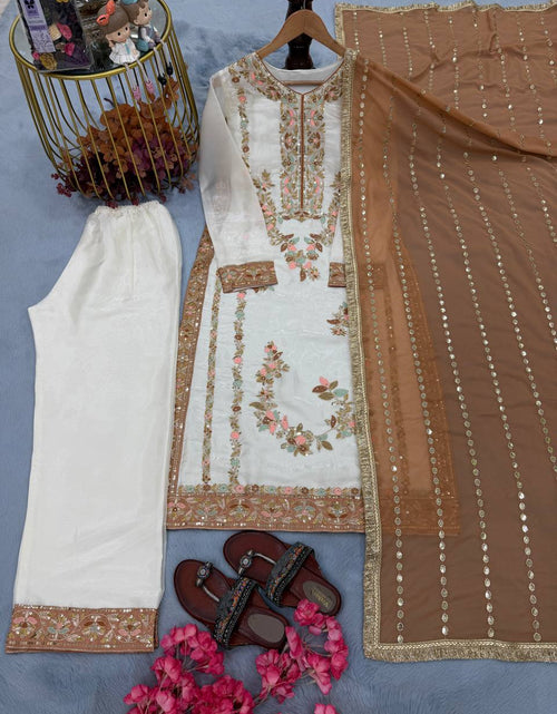 Load image into Gallery viewer, Party Wear Embroidered Women Top Palazzo Dupatta Suit Dress mahezon
