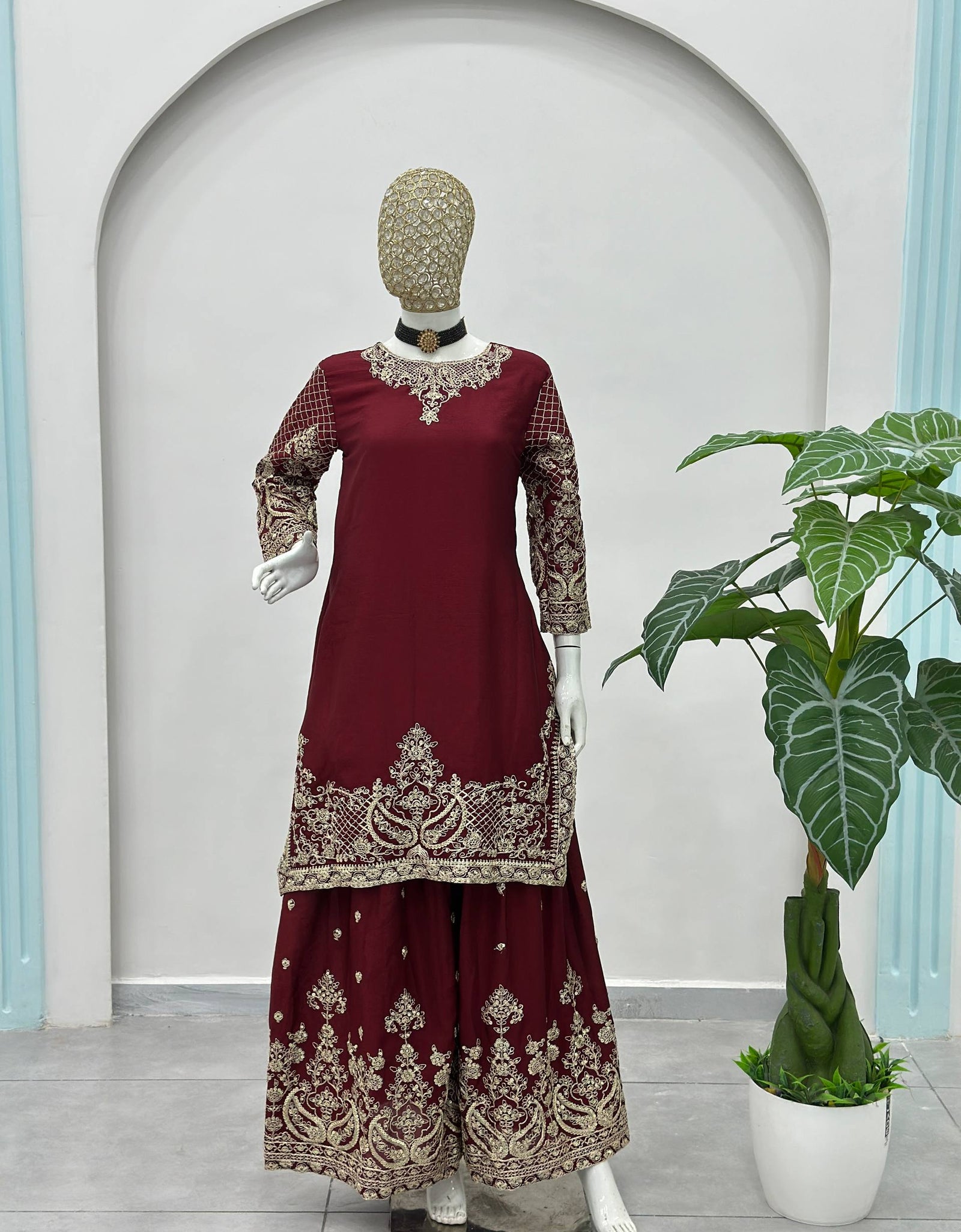 Ready Made Festive Silk Kurti  Pant with Dupatta Suit mahezon