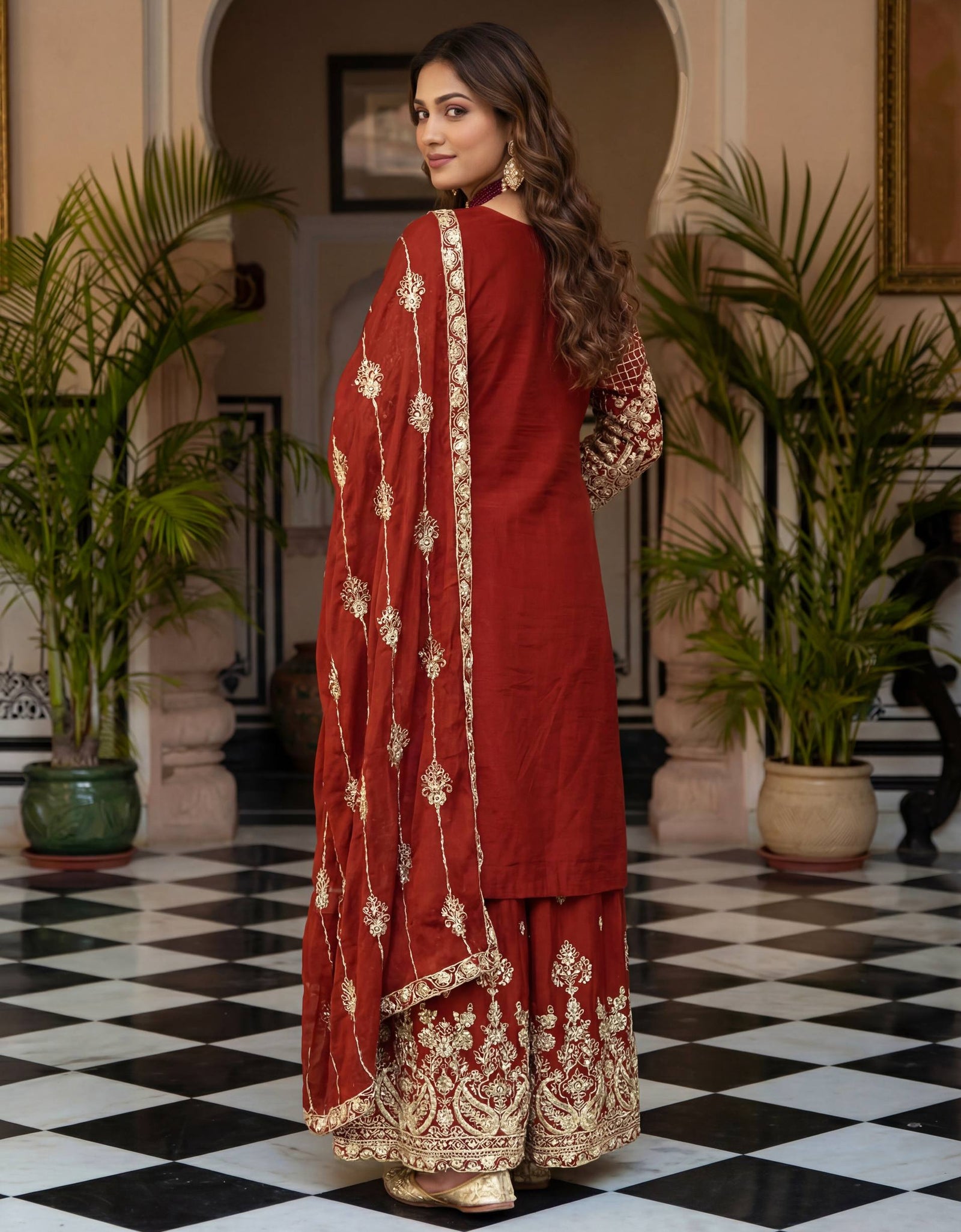 Ready Made Festive Silk Kurti  Pant with Dupatta Suit mahezon