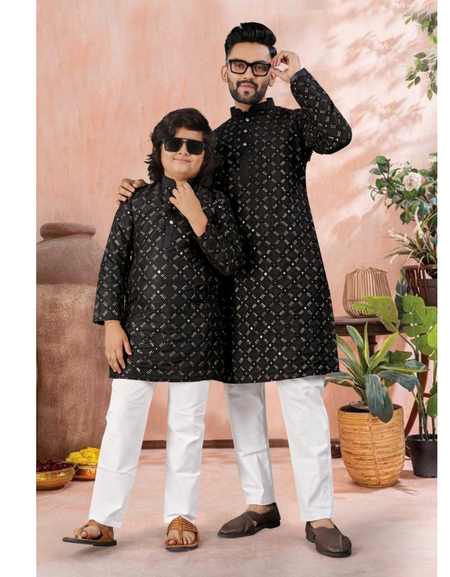 Indian Traditional Father and Son Same Matching Kurta Pajama Set mahezon