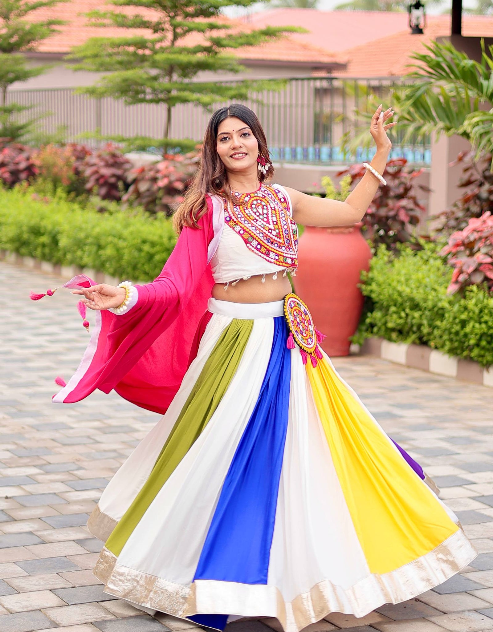 Traditional Navratri Embroidery Women Lehenga Choli Dupatta mahezon