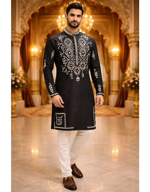 Load image into Gallery viewer, Indian Traditional Cotton Embroidery Men’s Short Kurta Pajama Set mahezon
