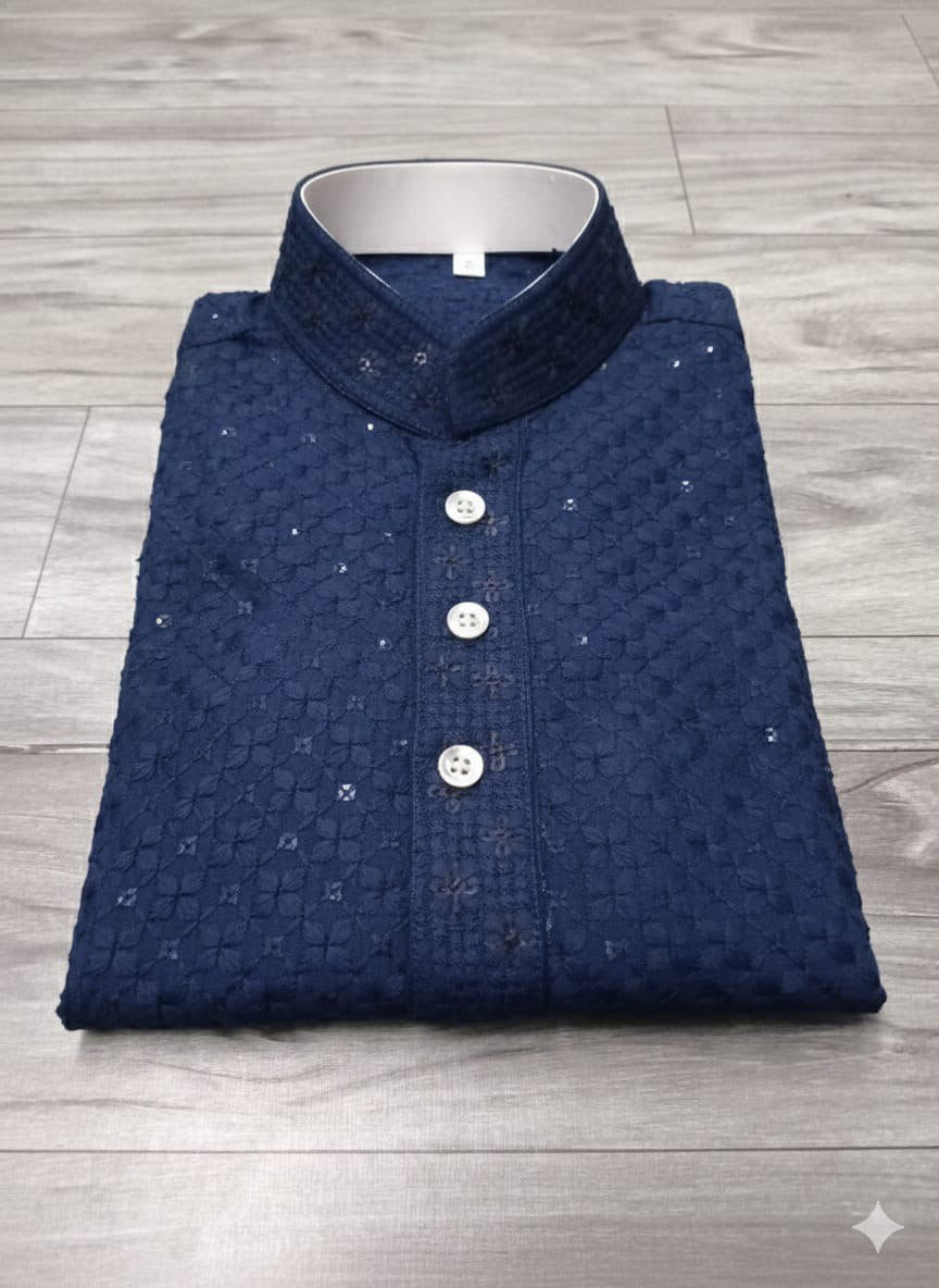 Father and Son Sequence Matching Twinning Kurta Pajama Outfit Set mahezon