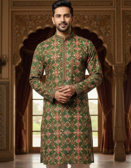 Load image into Gallery viewer, Traditional Indian Wedding Silk Embroidery Men’s Short Kurta Pajama Set mahezon
