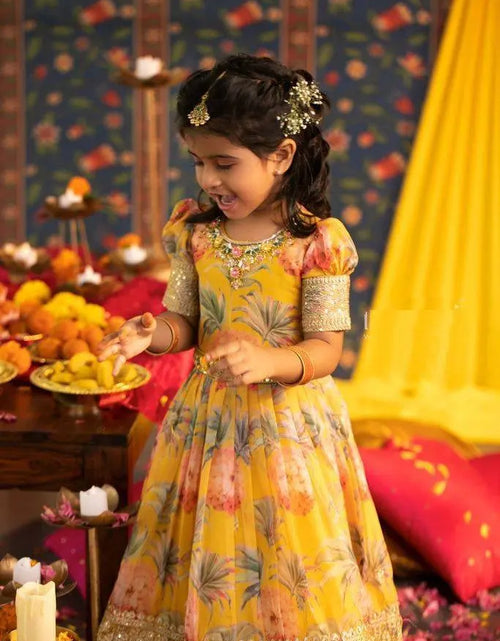 Load image into Gallery viewer, Kids Girl Ready to Wear Embroidery Sequence Gown Dupatta Set mahezon
