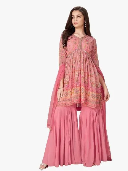 Load image into Gallery viewer, Kids Girls Top Sharara Pant Dupatta Set mahezon
