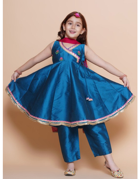 Kids Girl Fancy Kurta Pant Dupatta Set Party Wear mahezon