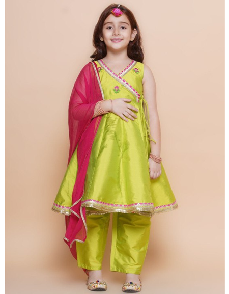 Kids Girl Fancy Kurta Pant Dupatta Set Party Wear mahezon