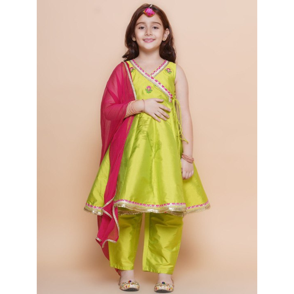 Kids Girl Fancy Kurta Pant Dupatta Set Party Wear mahezon