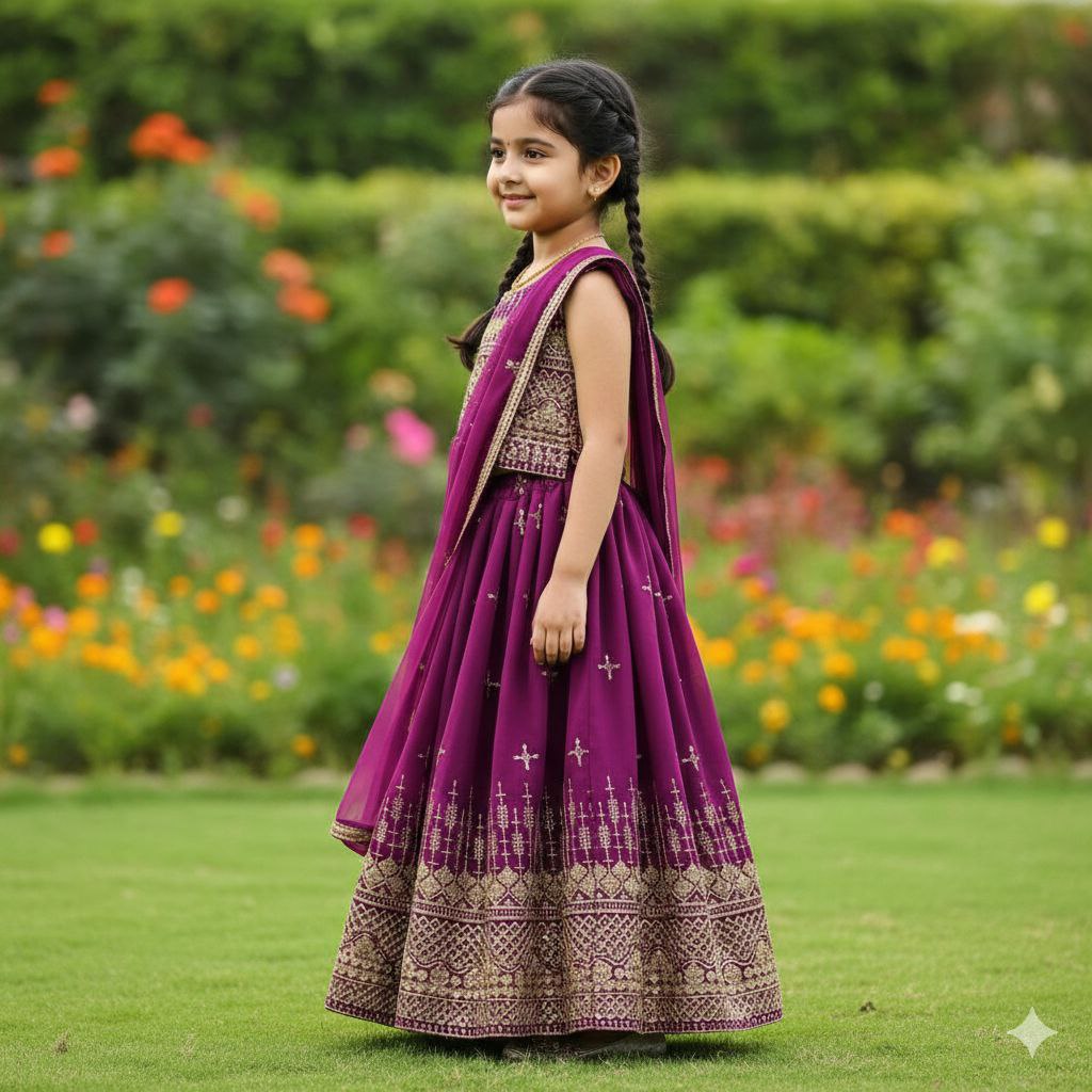 Festive Kids Girl Lehenga Choli Dupatta Set mahezon