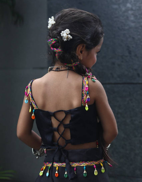Load image into Gallery viewer, Traditional Navratri Garba Kids Girls Black Lehenga Blouse mahezon
