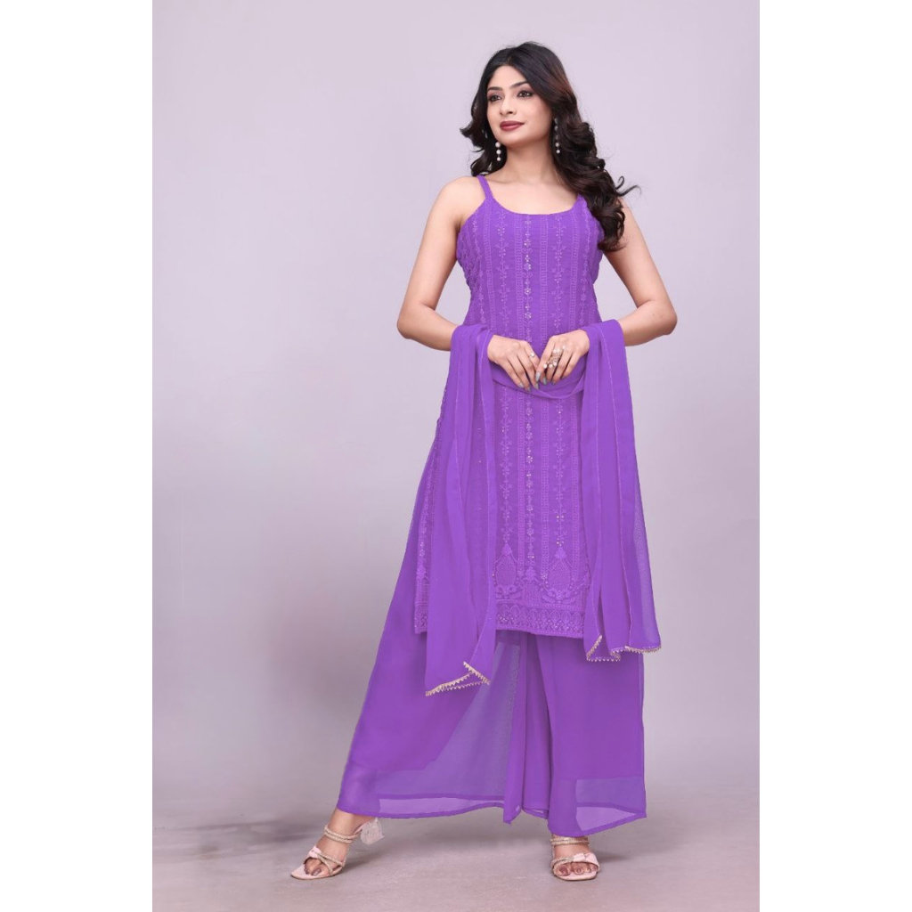 Wedding Embroidered Kurti Sharara Dupatta Dress Mahezon