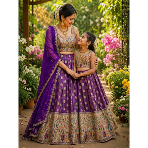 Festive Mother Daughter Twinning Lehenga Choli Dupatta Outfit Set mahezon