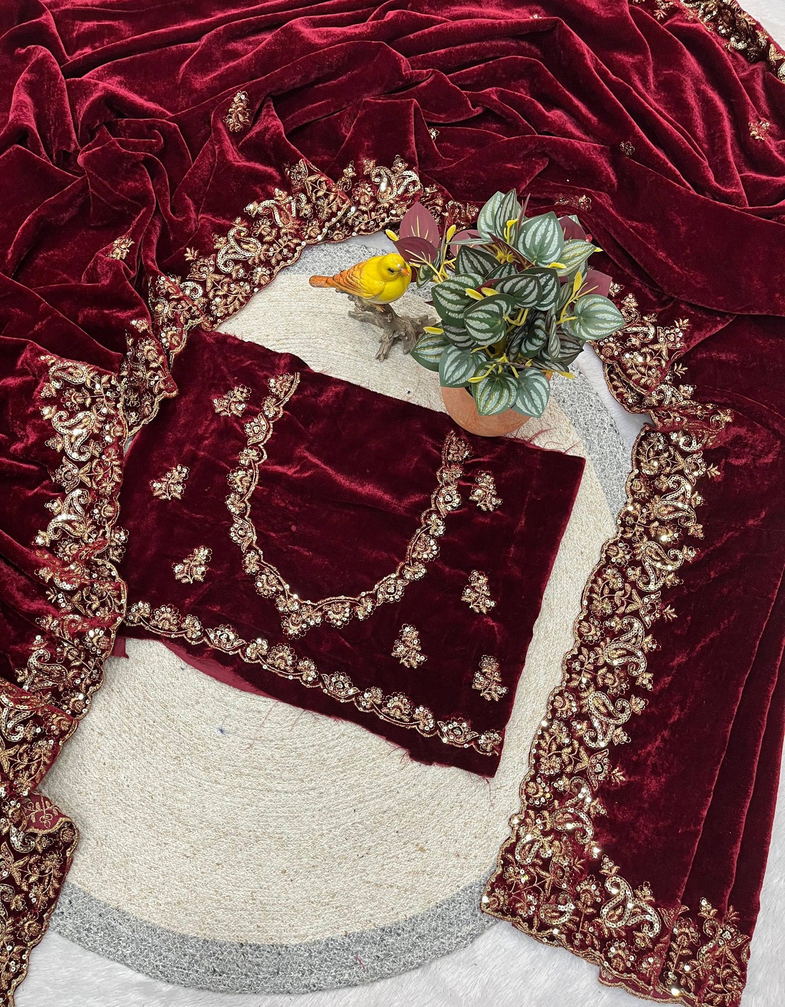 Winter Designer Velvet Women Saree mahezon