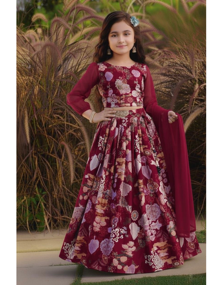 Stylish Readymade Girl Kids Lehenga Blouse Dupatta mahezon