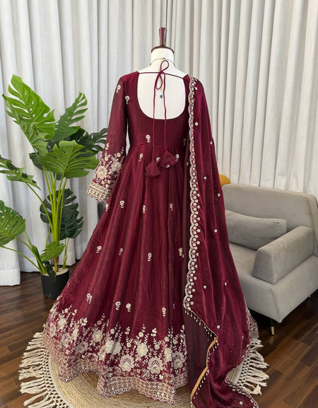 Wedding Designer Anarkali Women Gown Pant with Dupatta Suit mahezon