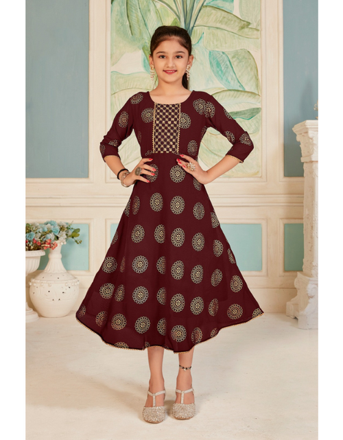 Load image into Gallery viewer, Beautiful Maroon Kids Girl Party wear Gown

