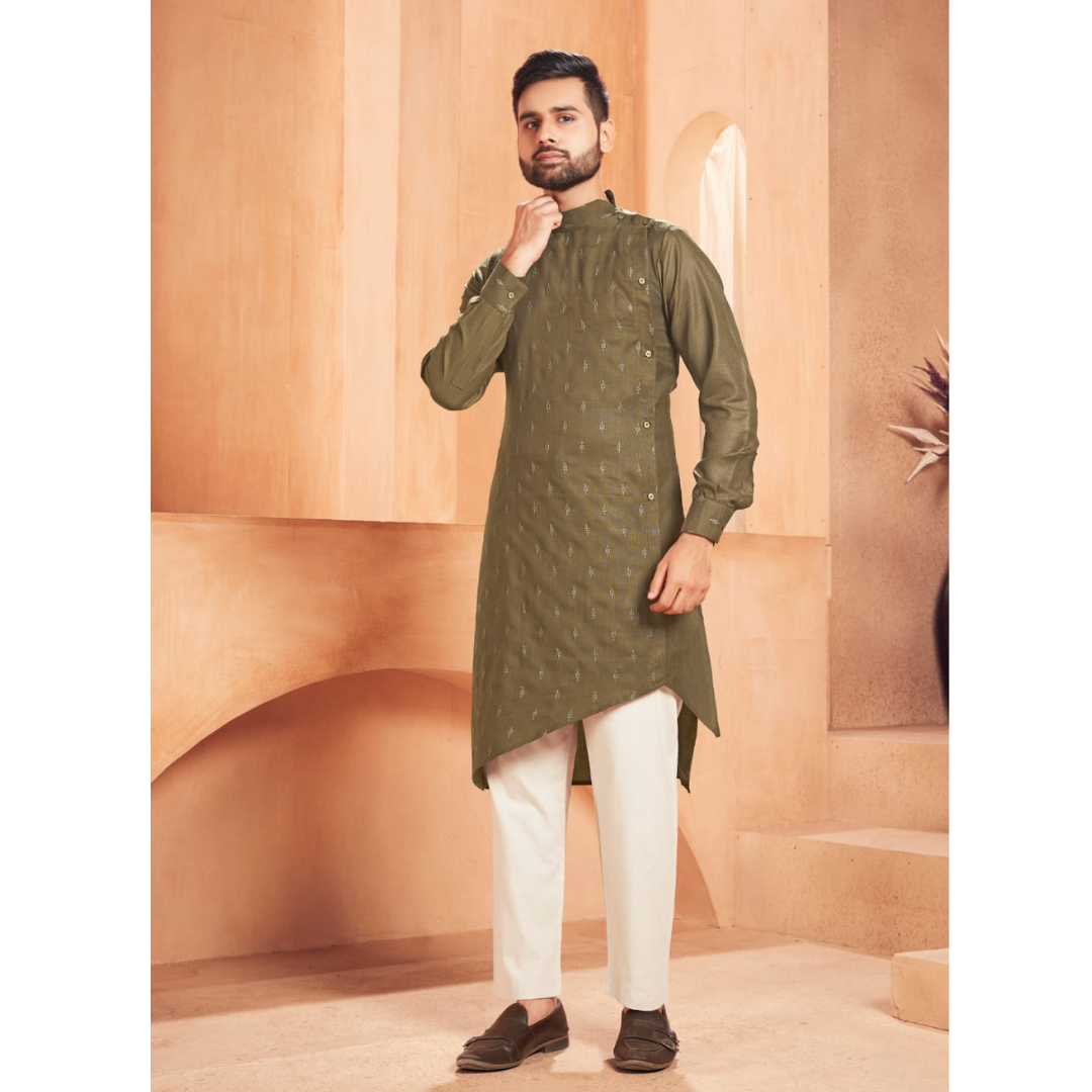 Mehendi Ethnic Cotton Men's Kurta Pajama mahezon